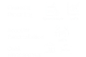 Financial reporting, account reconciliation, and cash management concepts illustrated in a professional setting.